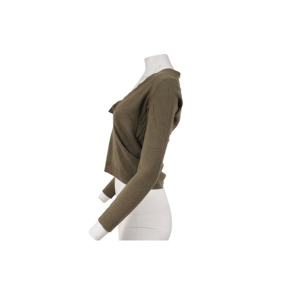 Marni Womens U Neck Sweater Size 40 Olive Green Cashmere Pullover Long Sleeve - Picture 8 of 14
